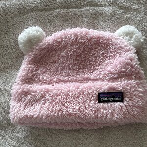 Patagonia pink fur hat with ears 6-12 months